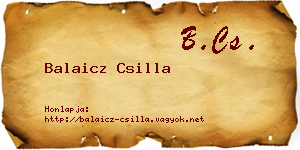 Balaicz Csilla névjegykártya